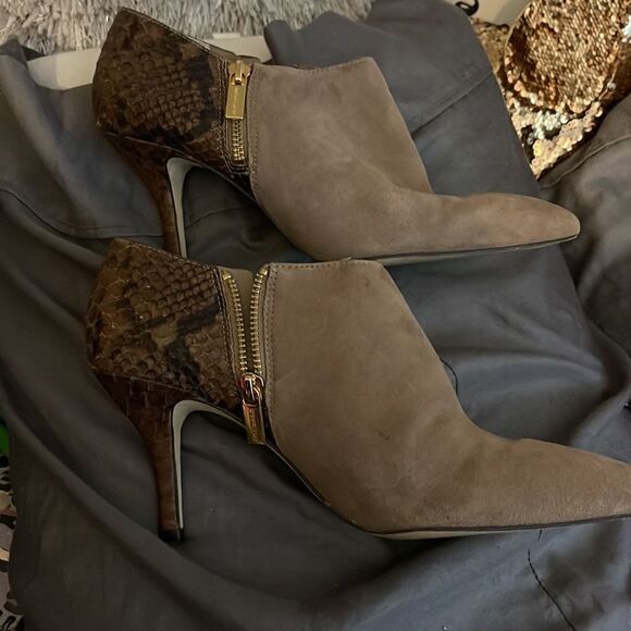 MICHAEL KORS Dawson suede & snakeskin leather BOOTIES/boots/shoes/heels 9M - Picture 2 of 8